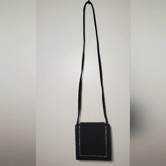 NWT STUART WEITZMAN-Small-black Fabric bag -magnetic snap crossbody evening bag - Picture 4 of 13
